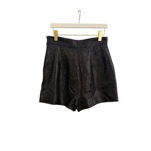 Forever 21 Twist Black Metallic Shorts With Purple Leopard Print Lining Size Lar